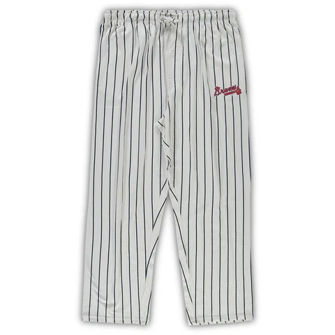 Men's Concepts Sport White/Navy Atlanta Braves Big & Tall Pinstripe Sleep Pants Cover