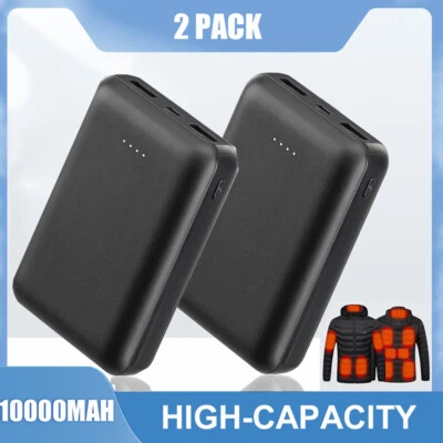 2 PACK 10000mAh Power Bank for Heated Vest Jacket Scarf USB Charger Battery Pack - Image 1 of 4