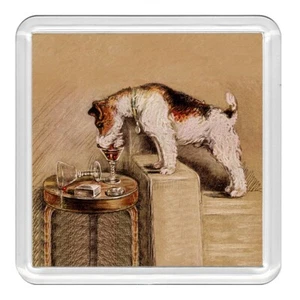 Draht Fuchsterrier Hundegetränke aus Glas Acryl Untersetzer Neuheit Getränk Tasse Matte - Bild 1 von 1