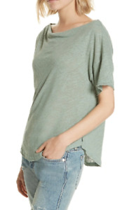 FREE PEOPLE Womens Moss Green Off The Should Tee Top T-Shirt Small She So Cool