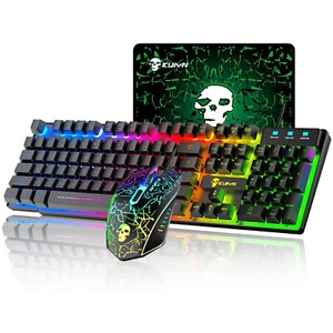 AU Wired Gaming Keyboard And Mouse Set RGB Backlit For PC PS4 Xbox Mechanical - Picture 1 of 35