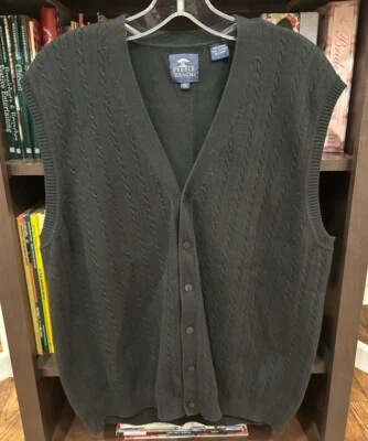 Pebble Beach Golf Cable Knit Cardigan Sweater Vest in Black Men’s Sz XL - Image 1 of 3