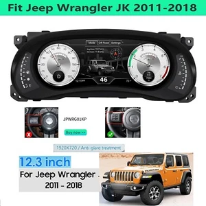 12.3 INCH Digital Instrument Cluster For JEEP Wrangler JK Speedometer Dashboard - Picture 1 of 13