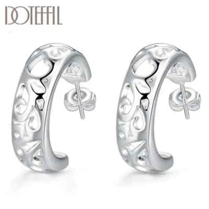 DOTEFFIL 925 Sterling Silver Hollow Flower Earrings Charm Women Fashion Jewelry - Picture 1 of 6