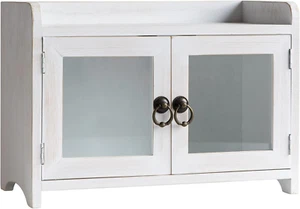 - Storage Cabinet, Mini Countertop Cabinet, Distressed Wood Organizer for Kitche - Picture 1 of 12