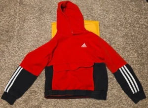 Adidas Hoodie Pullover Youth Medium Two Tone Red / Black Athletic / Athleisure - Picture 1 of 6