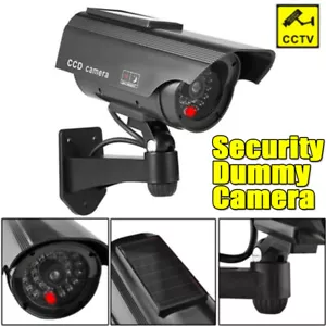 Outdoor Solar Powered Dummy Surveillance Security Camera CCD w/ LED Record Light - Picture 1 of 13