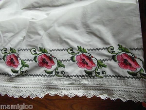toile brode MAIN coquelicot point croix crochet@ - Picture 1 of 5