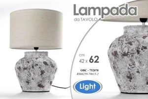 LAMPADA LUMETTO ABAT JOUR TAVOLO COMODINO SCRIVANIA RUSTICO STIL CEMENTO h61*42 - Foto 1 di 2