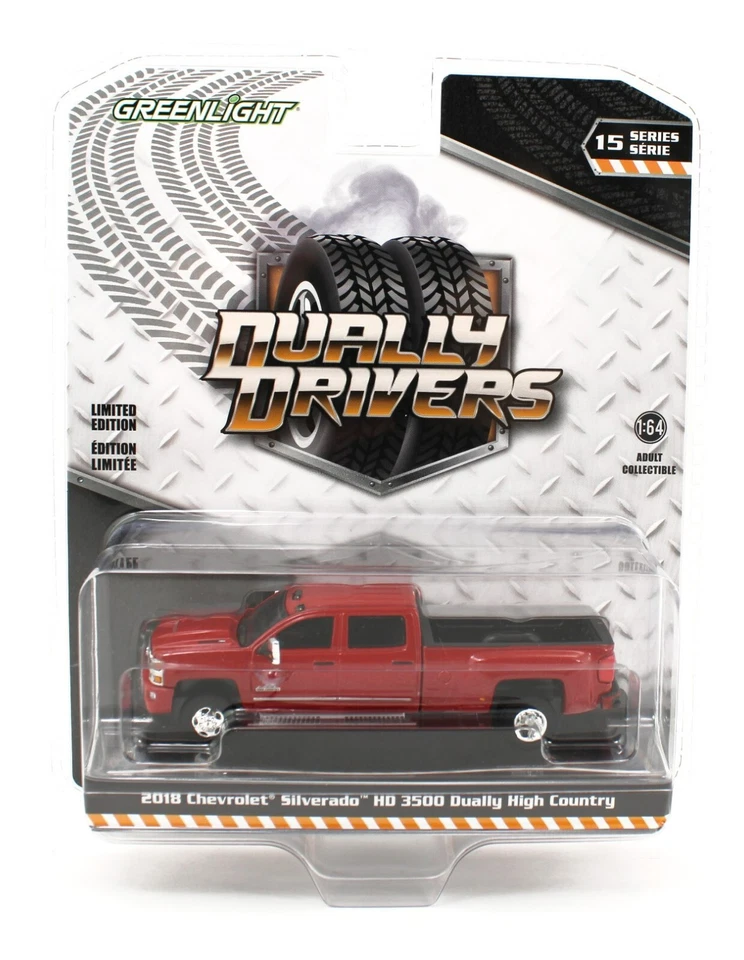 1:64 GreenLight *DUALLY DRIVERS 15* Cajun Red Silverado 3500 High Country NIP - Image 1 of 1