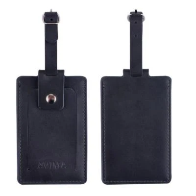 AVIMA Premium Luxury Executive Leather Luggage & Bag Tags 2 Pieces Set with Snap