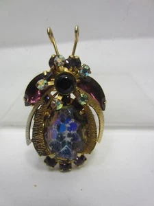 Vintage Juliana Purple & Blue Beetle Brooch - Picture 1 of 8
