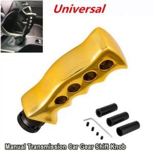 Golden Slotted Pistol Grip Handle Car Auto Manual Gear Shift Knob Shifter - Picture 1 of 10