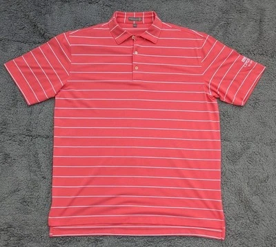 Polo de golf Peter Millar cómodo de verano para hombre grande rosa oscuro/rojo a rayas  Foto 1 de 4