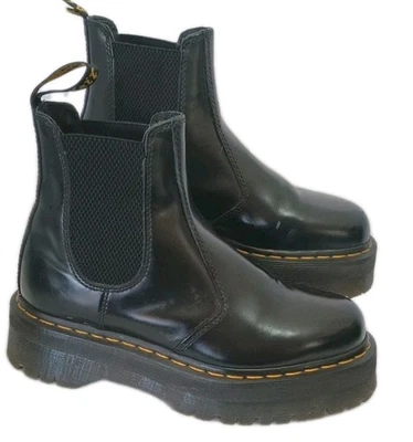 Dr Martens 2976 Botas Informales de Vestido Chelsea Plataforma Cuádruple Cuero Negro ¡Confort! Foto 1 de 4