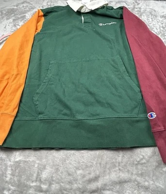 Champion 橄榄球衬衫 Polo 带袋口袋色块男式刺绣脚本 — 第 1/4 张图片