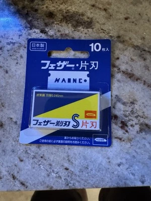 CONJUNTO DE LÂMINAS DE BARBEAR DE PENAS 10 PEÇAS TIPO BORDA ÚNICA FAS-10B Fabricado no Japão - Imagem 1 de 2