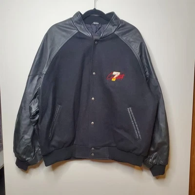 Chaqueta Universitaria Vintage Karavan Craig Dallansky 7 Cuero Lana Talla L Bordada Foto 1 de 4