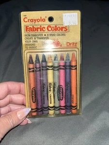 Vintage 1987 Dritz Crayola Fabric Colors 8 vivid colors UNOPENED - Iron Transfer - Picture 1 of 6