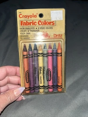 Vintage 1987 Dritz Crayola Fabric Colors 8 vivid colors UNOPENED - Iron Transfer - Image 1 of 4