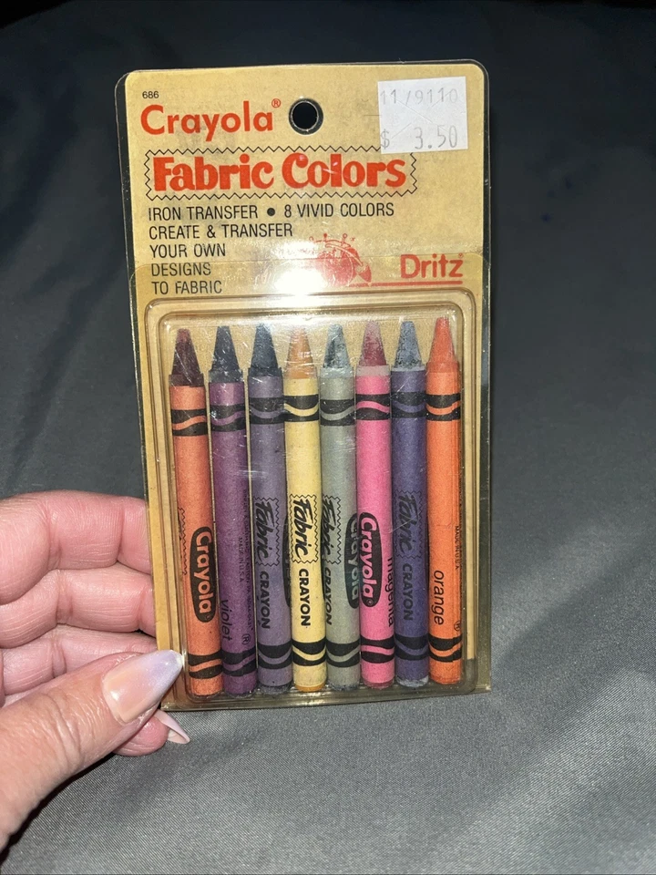 Vintage 1987 Dritz Crayola Fabric Colors 8 vivid colors UNOPENED - Iron Transfer - Image 1 of 4