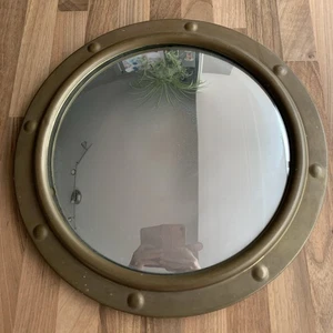 Vintage Porthole Mirror Round Convex Glass Brass / Metal back Wall Mounted  - Picture 1 of 10