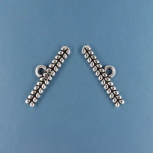 2 Oxidized Solid Sterling Silver Textured Toggle T Bar Connectors 20mm #33479 - Picture 1 of 4