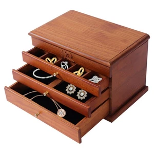 Specchio Organizer Box Capacità Legno Gioielli e Cassetti Grandi Strati 4 θ - Foto 1 di 13