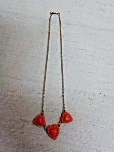 Vintage Kinder 50er Jahre Bakelit?/Zelluloid? Halskette mit 3 verzierten Herzen - Bild 1 von 6