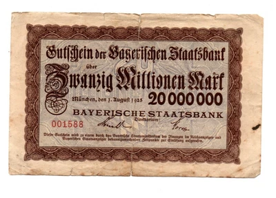 20 000 000  MARK  VG  BANKNOTE  FROM  GERMANY/MÜNCHEN  1923 - Image 1 of 2