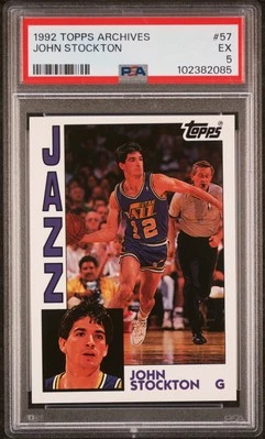 1992 TOPPS ARCHIVES #57 JOHN STOCKTON PSA 5 - Image 1 of 2
