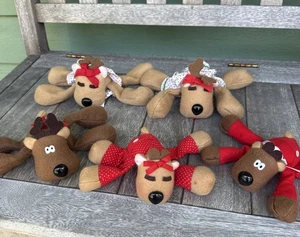 Vintage Weihnachten Hallmark Rentier Plüsch Familie 5er Set Rodney Rhonda Randy  - Bild 1 von 10