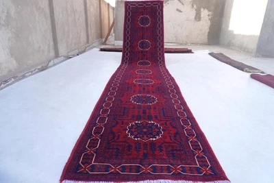 2'7"x12'10" Oriental Afghan Tribal Design Soft Wool Handmad Hallwar Runner Rug - Image 1 of 4
