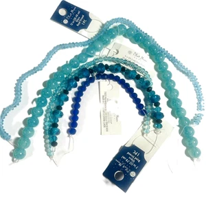 Glasperlen Set Blau Mond 5 Strang Mix Himmel Marine facettiert glatt Basteln Schmuck - Bild 1 von 16