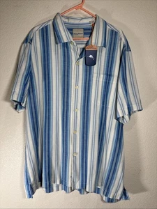 Camisa para hombre Tommy Bahama Sócrates a rayas azul 100 % seda 2XL - Imagen 1 de 7