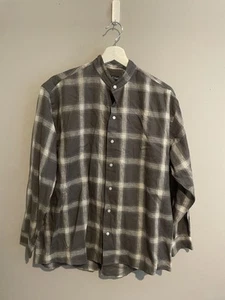 Peter Elliot Shirt Men’s Large Button Up Linen Blend Long Sleeve Plaid - Picture 1 of 7