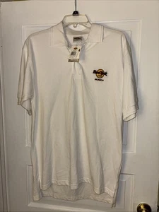 HARD ROCK CAFE Munich Polo Shirt Mens Size Med White Classic Preppy Collect NWT - Picture 1 of 9