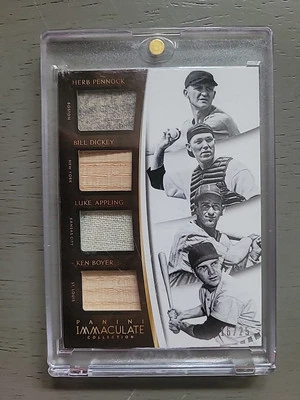 HOF LEGEND NUMBER MATCH Pennock Appling Dickey Boyer GAME USED MEM SSP - Image 1 of 4