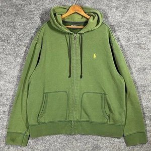 VINTAGE Polo Ralph Lauren Zip Up Hoodie Sweatshirt XXL Grün Faded Distressed - Bild 1 von 23