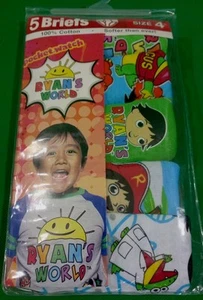 Ryan's World Boy's Briefs (5 in a pack) 100% Cotton - Size 4 - Picture 1 of 7