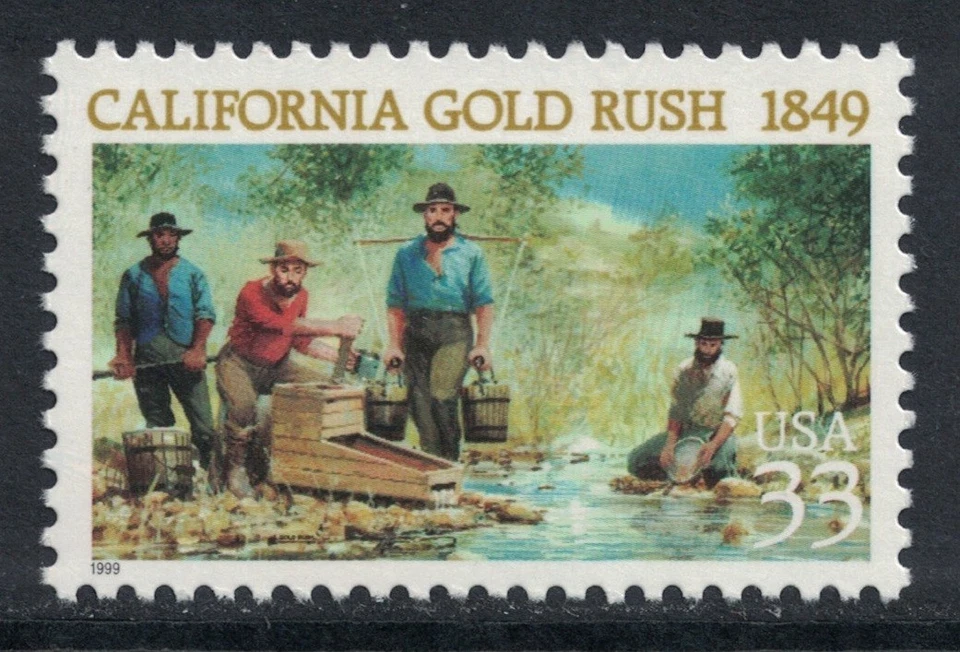 Scott 3316- California Gold Rush 1849, Miners- MNH 33c 1999- unused mint stamp - Image 1 of 1