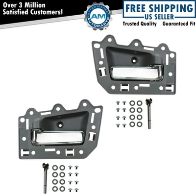 Juego de pares de manijas de puerta delanteras interiores grises y cromadas para 05-10 Grand Cherokee Foto 1 de 4