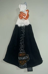 Harley Davidson Official Black Orange White Towel - Picture 1 of 9