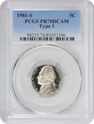 1981-S Jefferson Nickel Type 1 PR70DCAM PCGS - Image 1 of 2