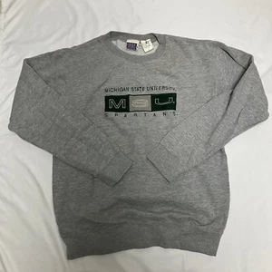Vintage Crewneck Sweater Size Medium Michigan State University Spartans MSU Gray - Picture 1 of 6