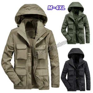 Herren wasserdichte Safarijacke Softshelljacke Wandern Regen Camping taktischer Mantel - Bild 1 von 12