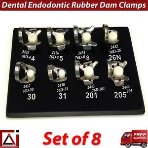 Set Of 8 Endodontic Restorative Rubber Dam Dental Lower Molars Universal Clamps - Picture 1 of 5