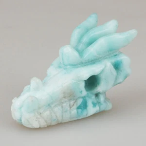 2" Natural Green Jasper Carved Dragon Skull Quartz Crystal Figurine Carving 040 - Picture 1 of 8