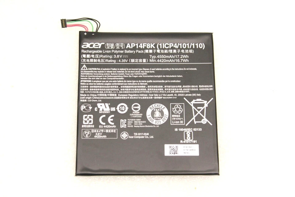  Acer Iconia A1-850 B1-810 B1-820 AP14F8K 4550mAh/17.2Wh ¡NUEVO ACER ORIGINAL!  Foto 1 de 3