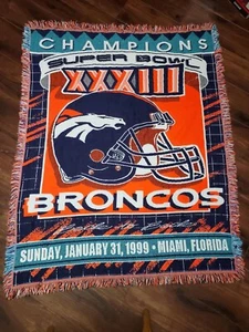 Vintage Nfl Denver Broncos Super Bowl XXXIII Champions Commemorative Throw - Picture 1 of 2